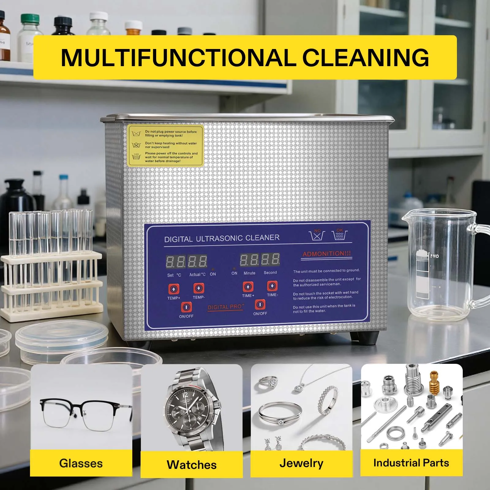 Ultrasonic Cleaner 30L Industrial - เครื่องทำความสะอาดชิ้นส่วนด้วยคลื่นเสียงความถี่สูงสำหรับอุตสาหกรรม SIHAO ขนาด 6/15/30 ลิตร, อ่างทำความสะอาดด้วยคลื่นเสียงความถี่สูงแบบดิจิทัล