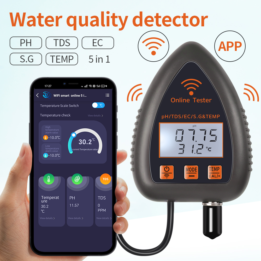 Tuya WiFi 5 in 1 TDS/EC/เกลือ/ - Ph Meter Digital Water Tester บทวิจารณ์และราคา