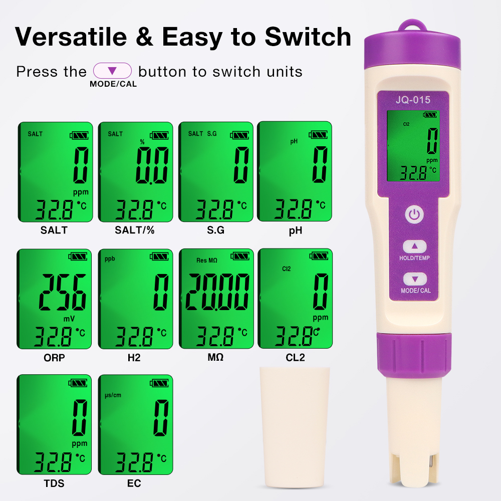 เครื่องทดสอบคุณภาพน้ำ 10 in 1  - Ph Meter Digital Water Tester บทวิจารณ์และราคา
